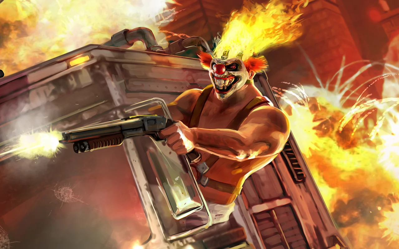 sweet tooth, twisted metal, combat, video game, искорёженый, 1995, david jaffe, fighting, металл, racing, eat sleep play, needles, playstation, action, vehicle, дэвид джаффе, sony, kane, игра, 3, кейн