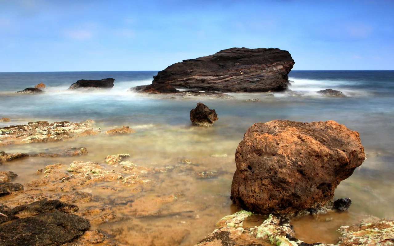 вода, море, дно, камни