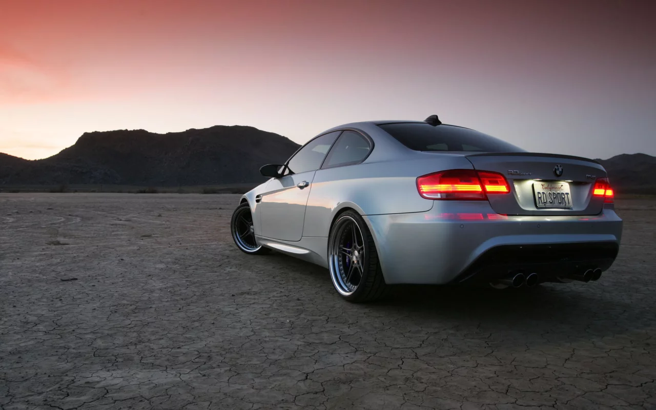 bmw, закат, пустыня