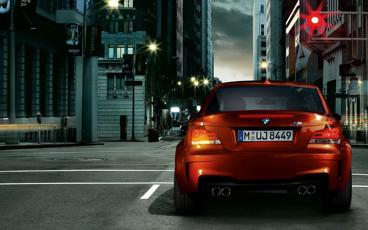 (e82), светофор, bmw, красный свет, бмв, улица, m coupe, фонарные столбы, город, 1 series