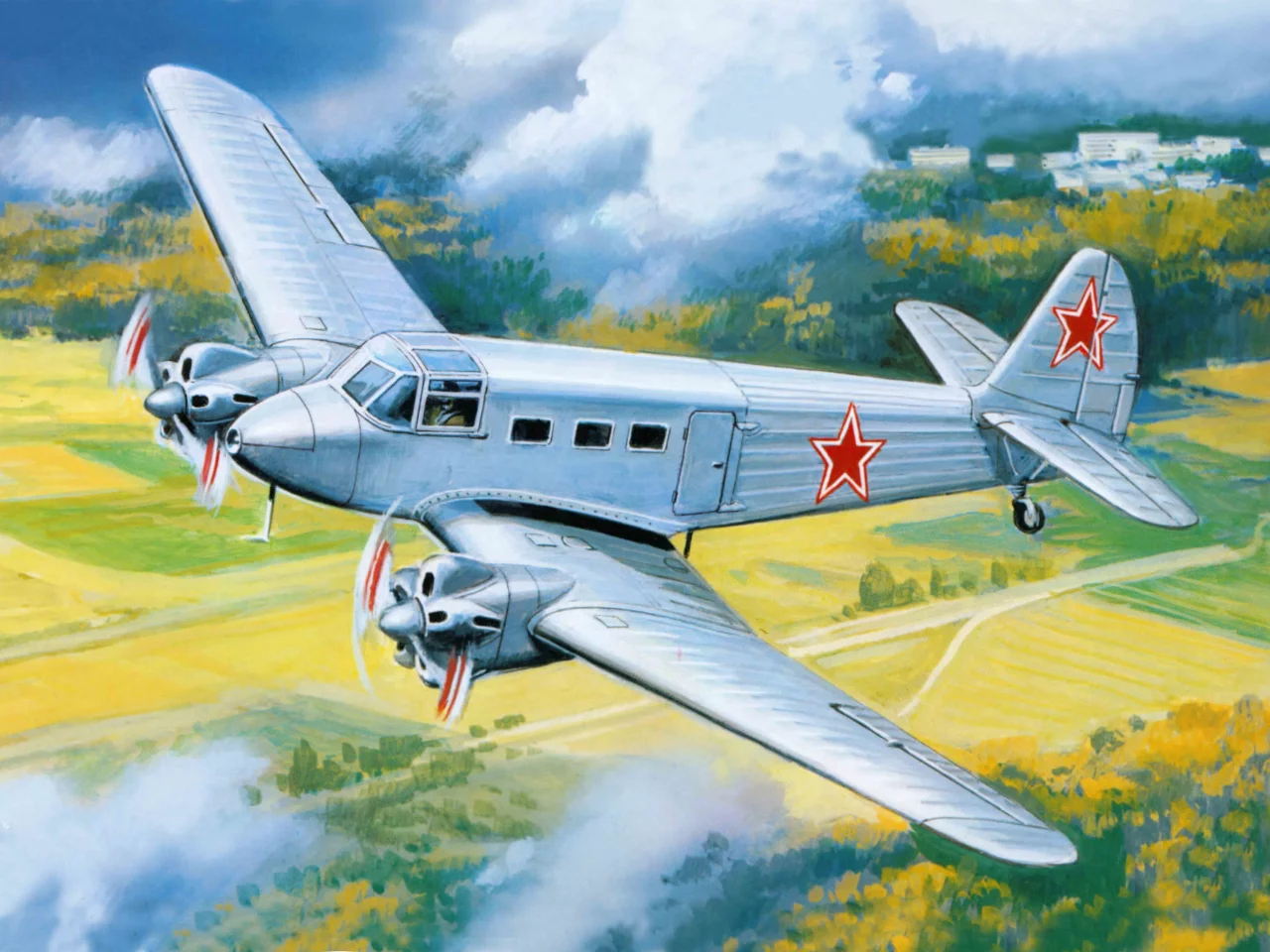 арт, самолет, самолет, советский, транспортный, як-8