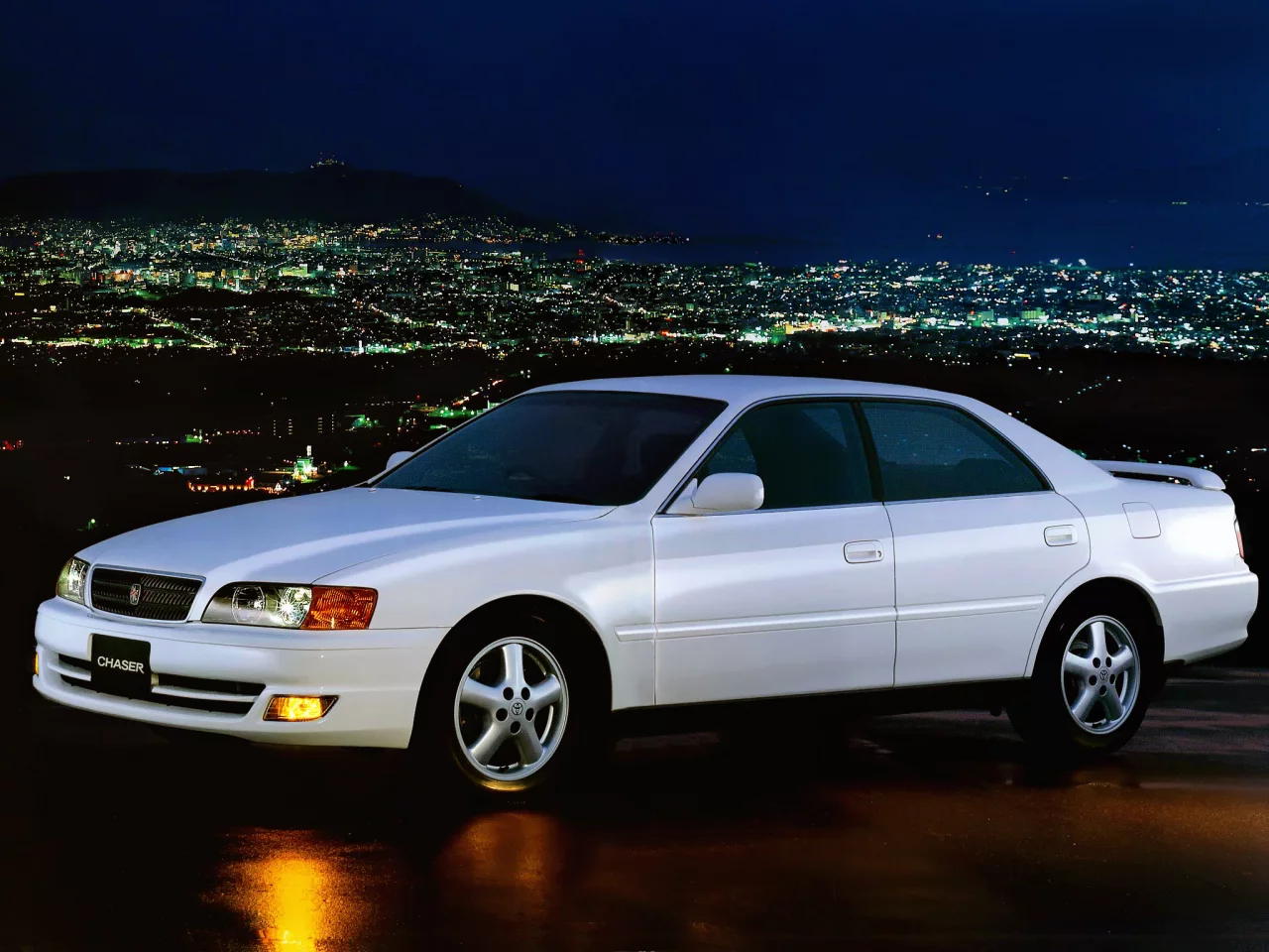 ночь, город, авто, toyota chaser
