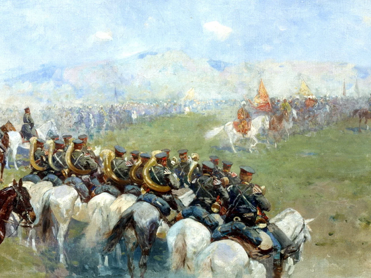 смотр войск александром iii, войска, рубо франц, живопись
