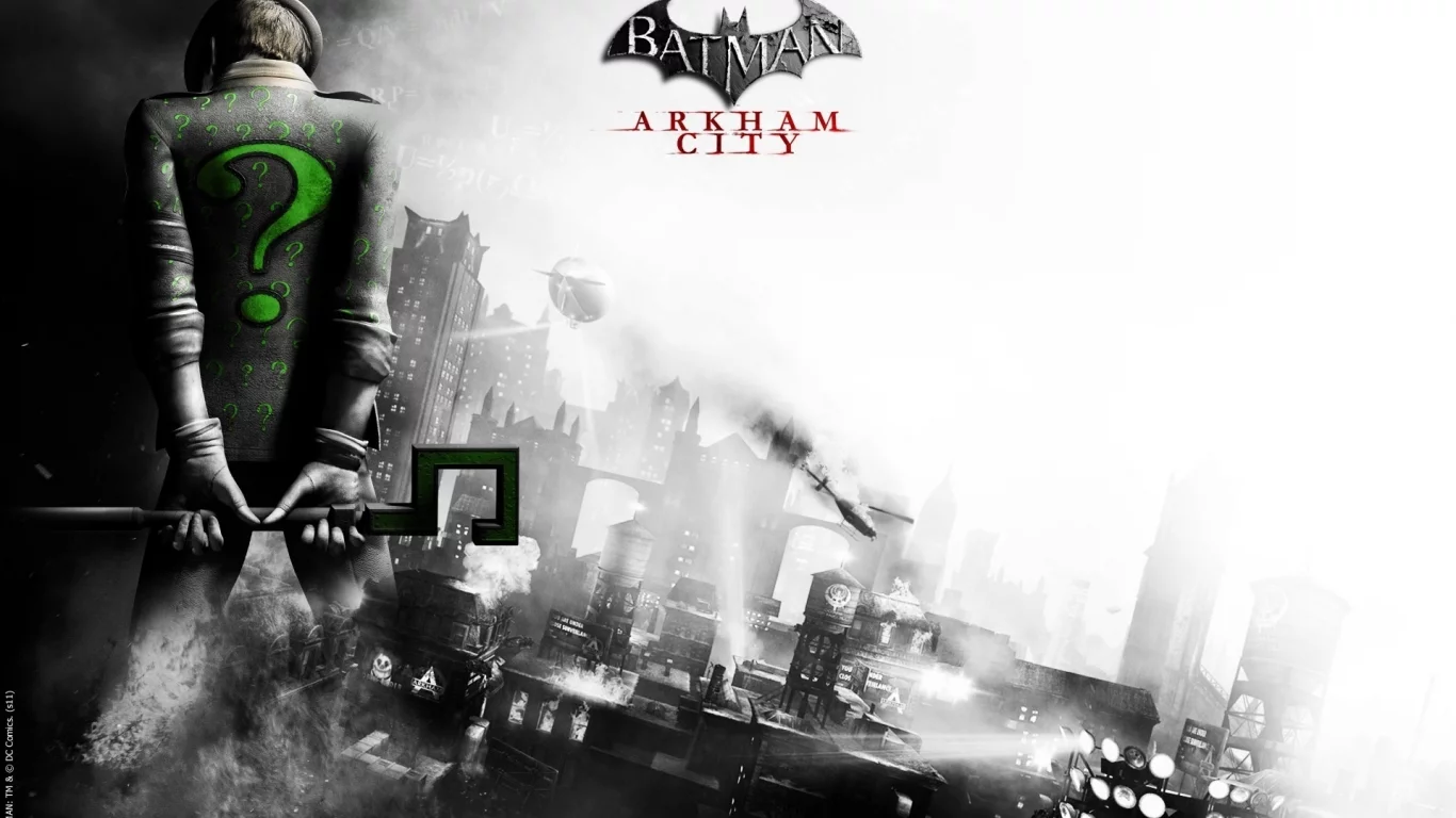 riddler, город, batman, риддлер, arkham city