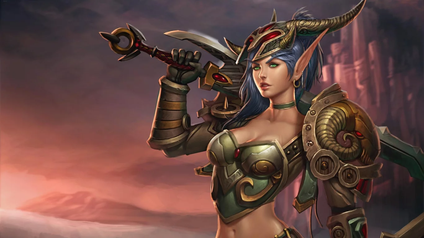 world of warcraft, trading card game, эльфийка