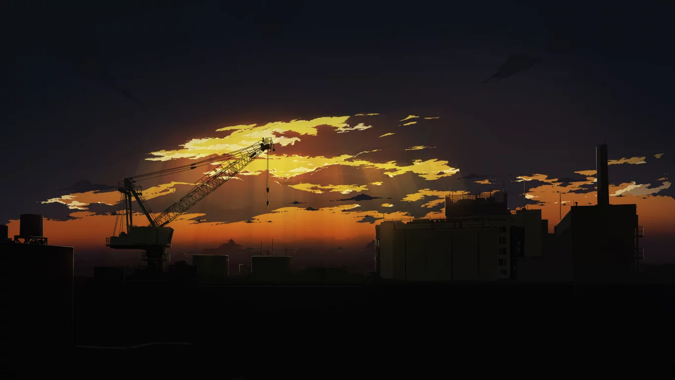 арт, вечер, небо, закат, город, завод, облака, sunset, кран, evening sity, подъёмный