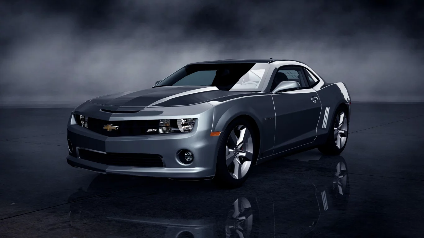 camaro ss, полумрак, chevrolet, отражение, dark car