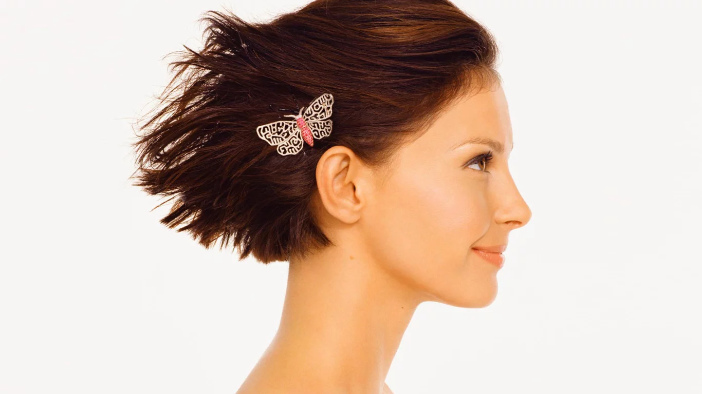 улыбка, ashley judd, заколка, волосы, красавица