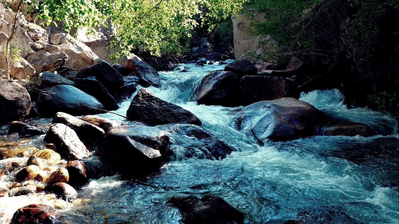 поток, природа, пейзаж, горная река, вода, камни
