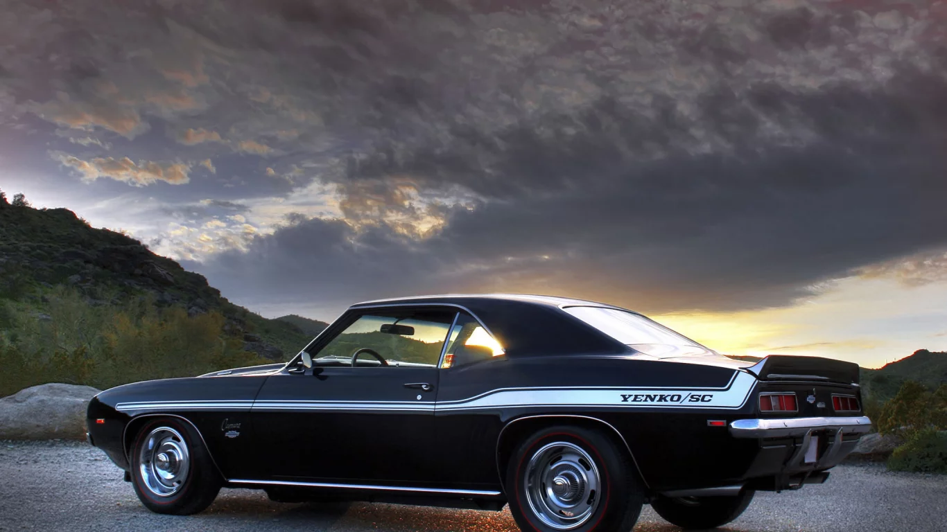 авто, camaro, тюнинг, закат, chevrolet, дорога, шевролет, камаро