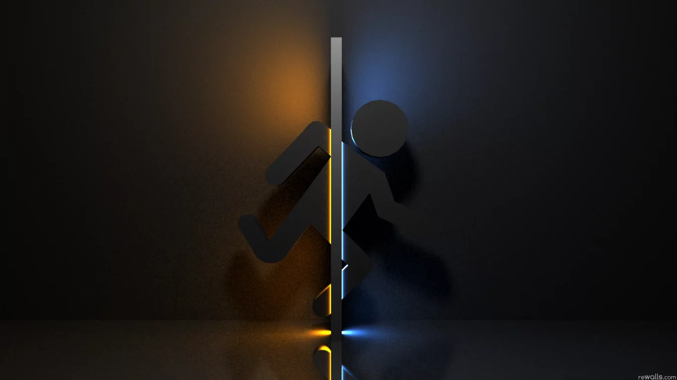 portal, человек, портал, стена
