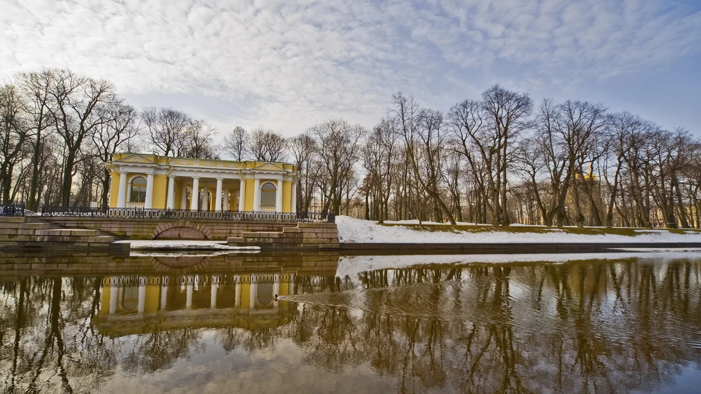 река, парк, небо