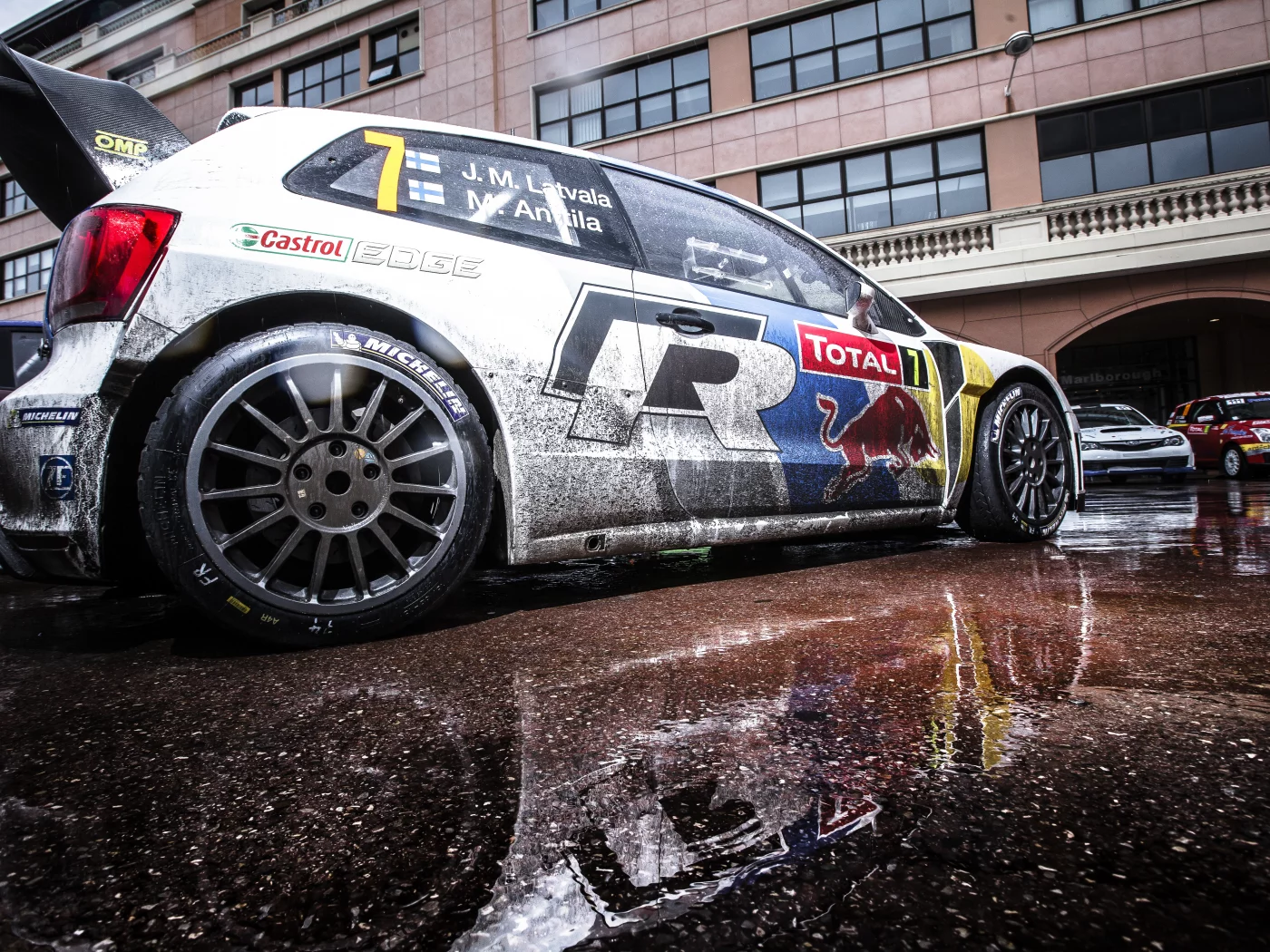 polo, wrc, jari matti latvala, rally, колеса, отражение, volkswagen, red bull