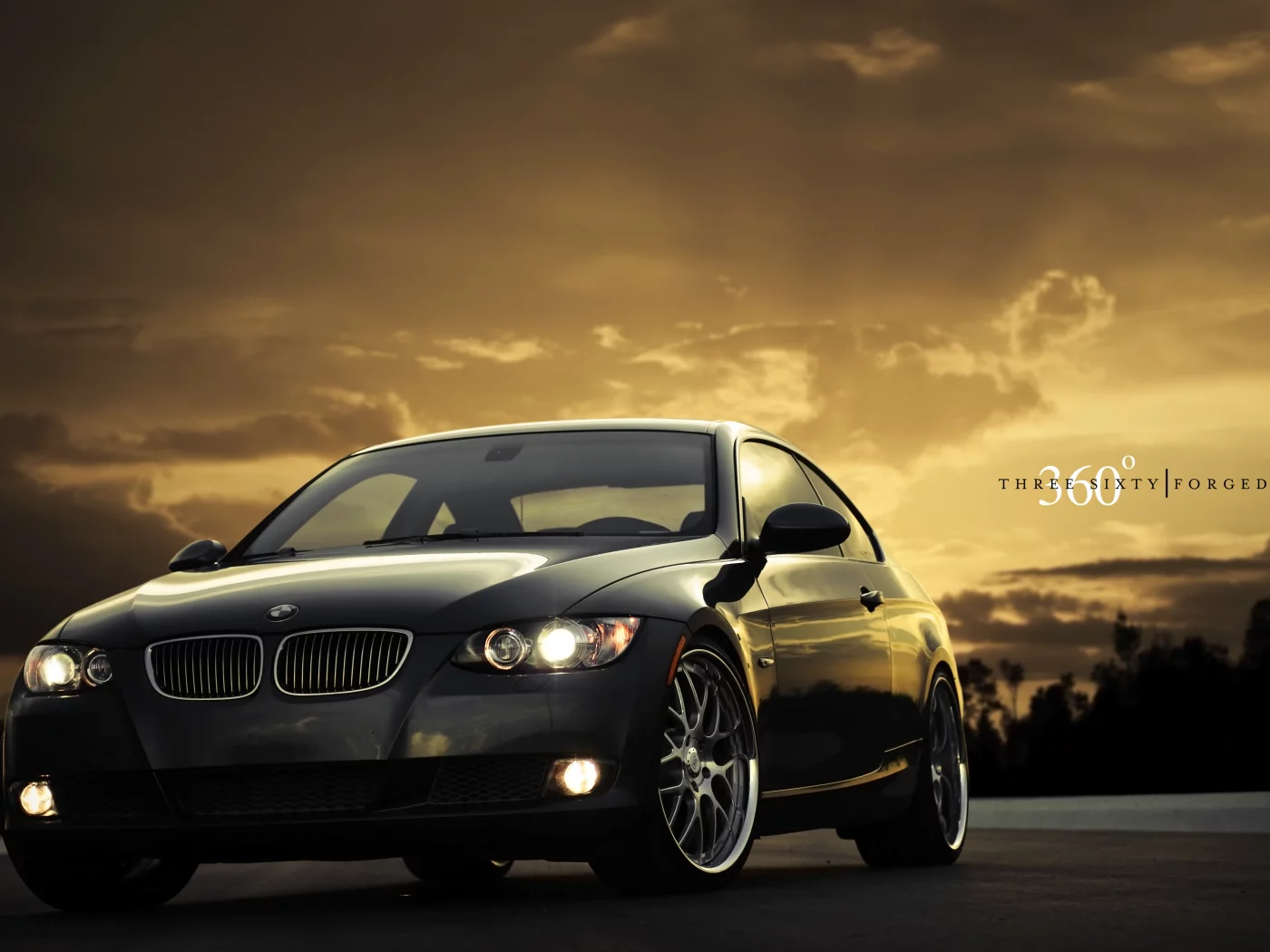 black, m3, чёрный, передняя часть, 335i, бмв, 360 three sixty forged, закат, bmw