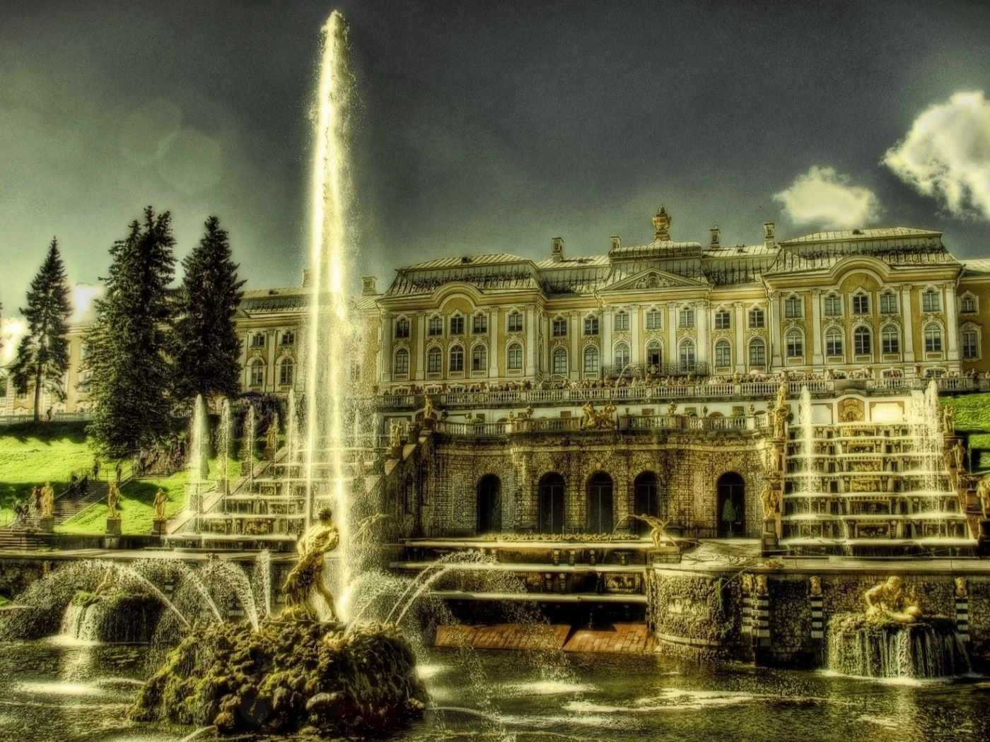 свет, красиво, петергоф, пейзаж