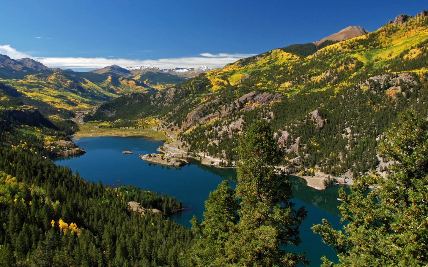 лес, природа, озеро, lake san cristobal, горы, san juan mountains