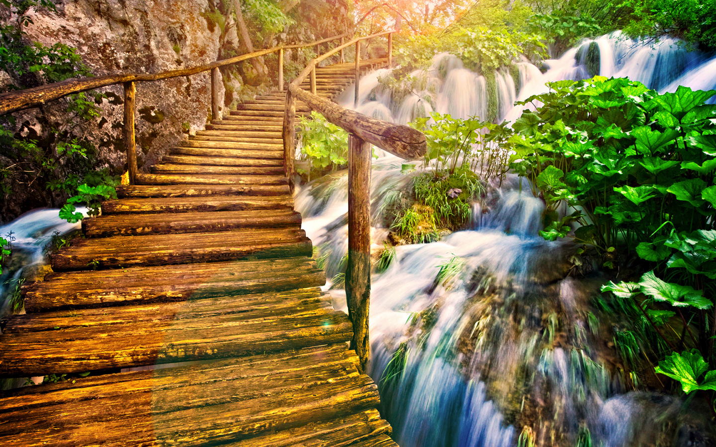 Жаннат манзараси. Вриндаван водопады. Фотообои природа. Водопад мост. Natural image