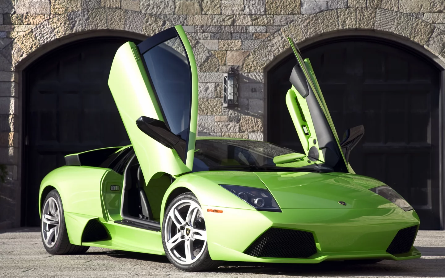 мурселаго, ламборджини, lamborghini, murcielago, lp640, green, ламбо двери, открытые двери, зелёный