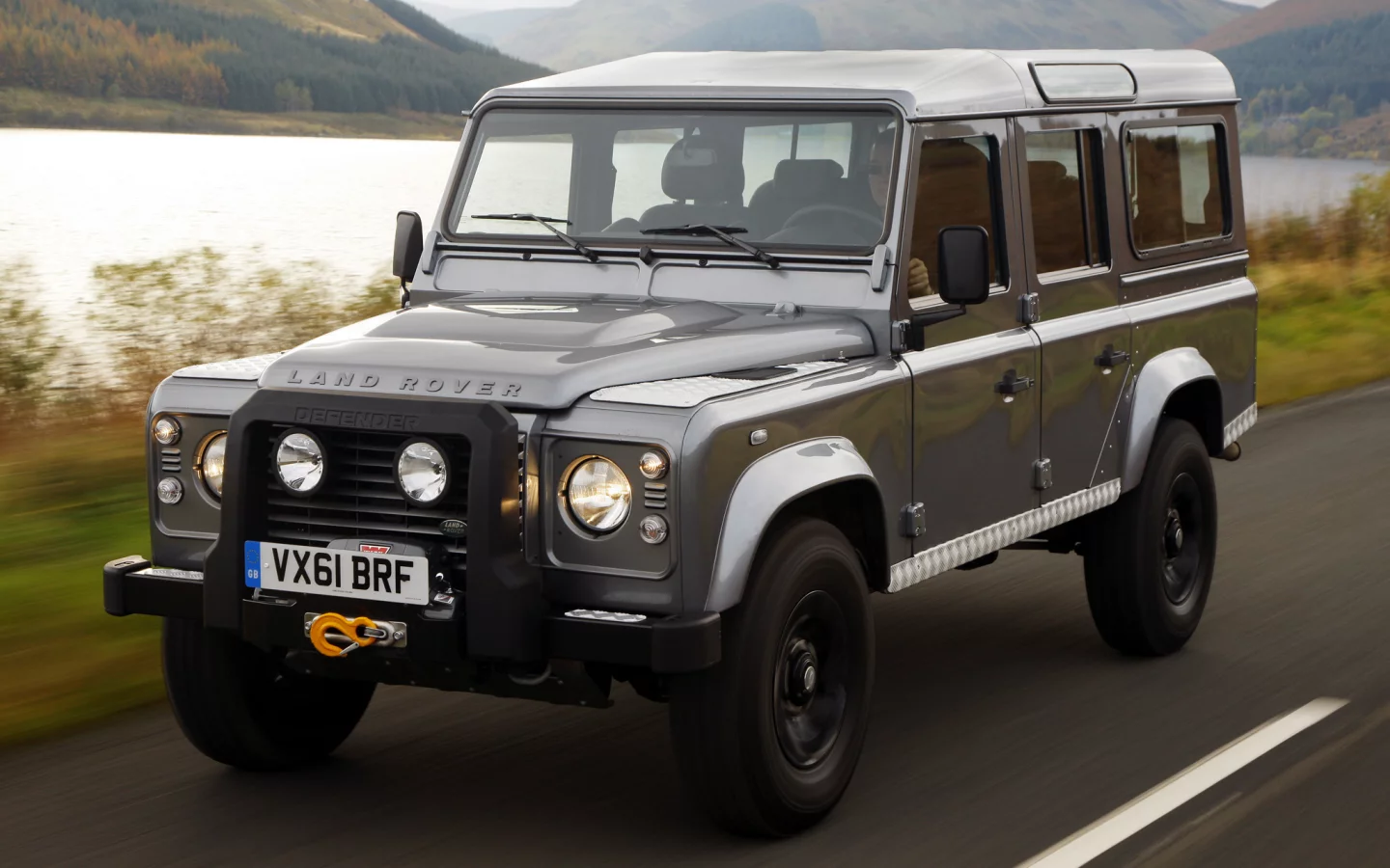 suv, лебёдка, station wagon, озеро, дефендер, серый, джип, ровер, ленд, 110, горы, land rover, передок, стайшн вагон, внедорожник, defender