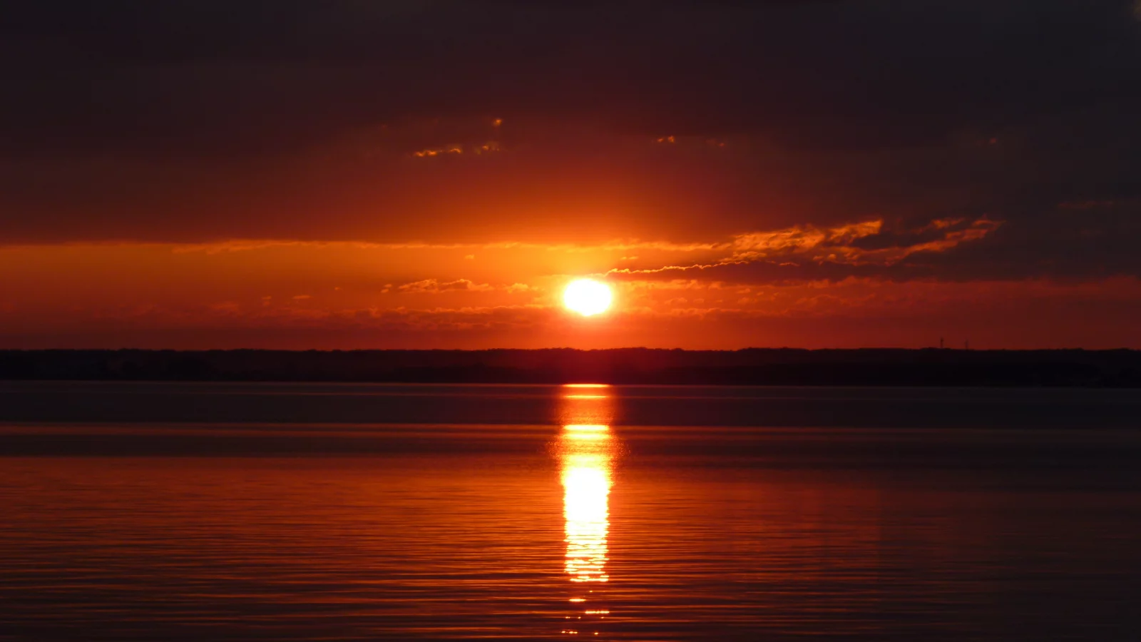солнце, закат, река, вода