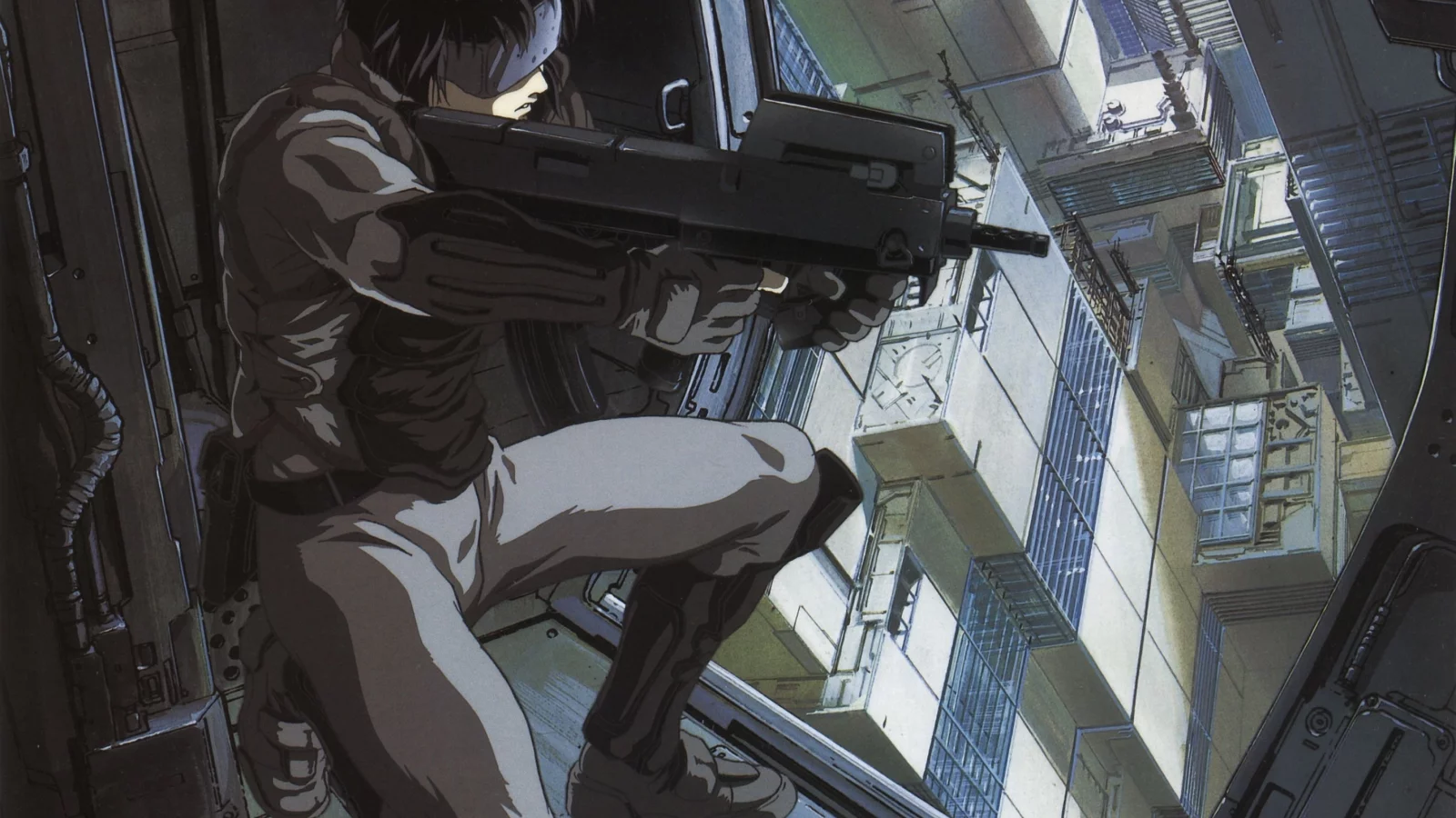 кусанаги, ghost in the shell, призрак в доспехах, анимэ, майор, мотоко, автомат, город