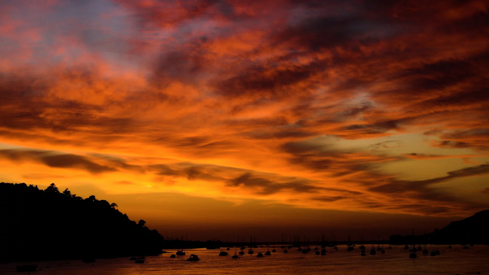 sunset at conwy, корабли, яхты, залив, закат, бухта