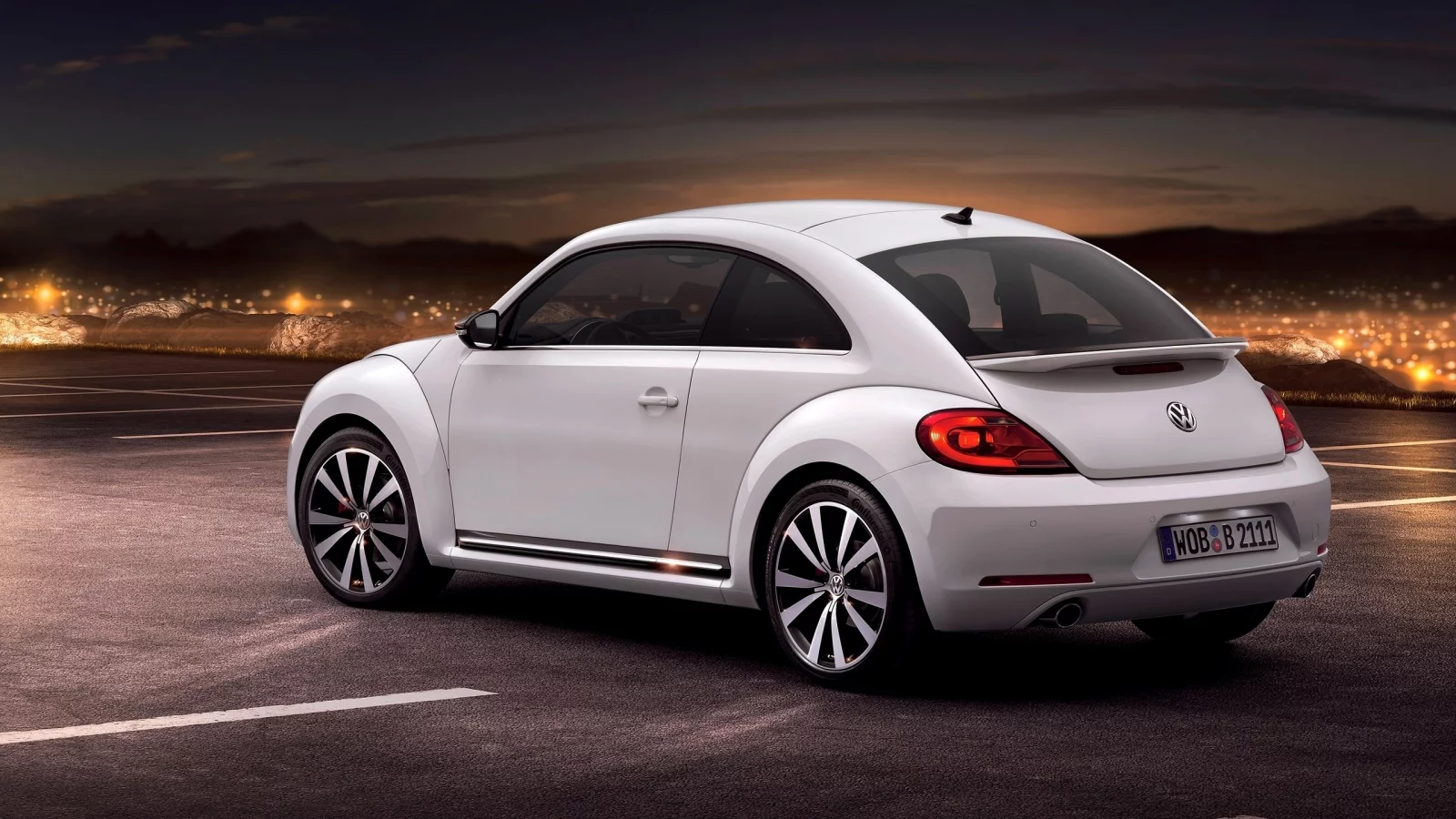 beetle, пейзаж, машина, volkswagen, новый, вид, диски, площадка, вечер, задний, фары, жук