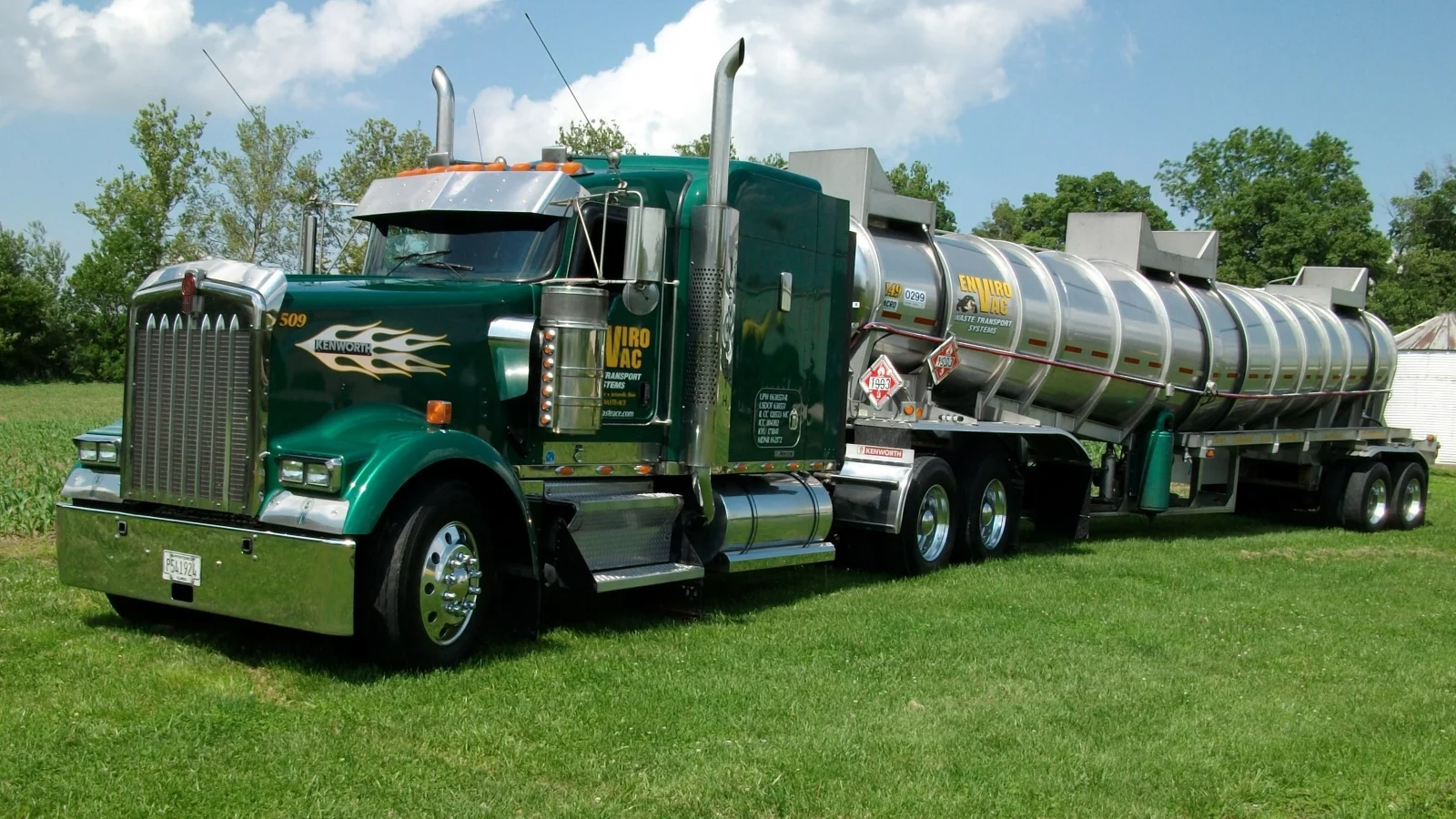 trucks, грузовик, kenworth, envirovac, зелёный, цистерна
