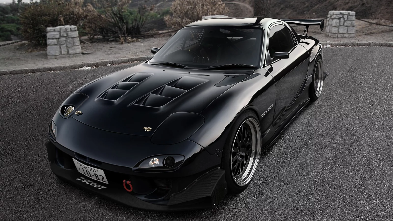 тюнинг, чёрная, рисованая, mazda, rx7