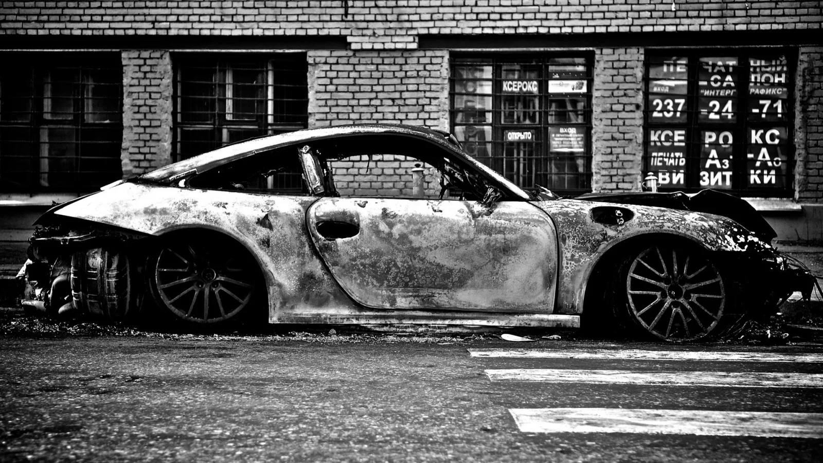 порше, пожар, porsche, fire, 911