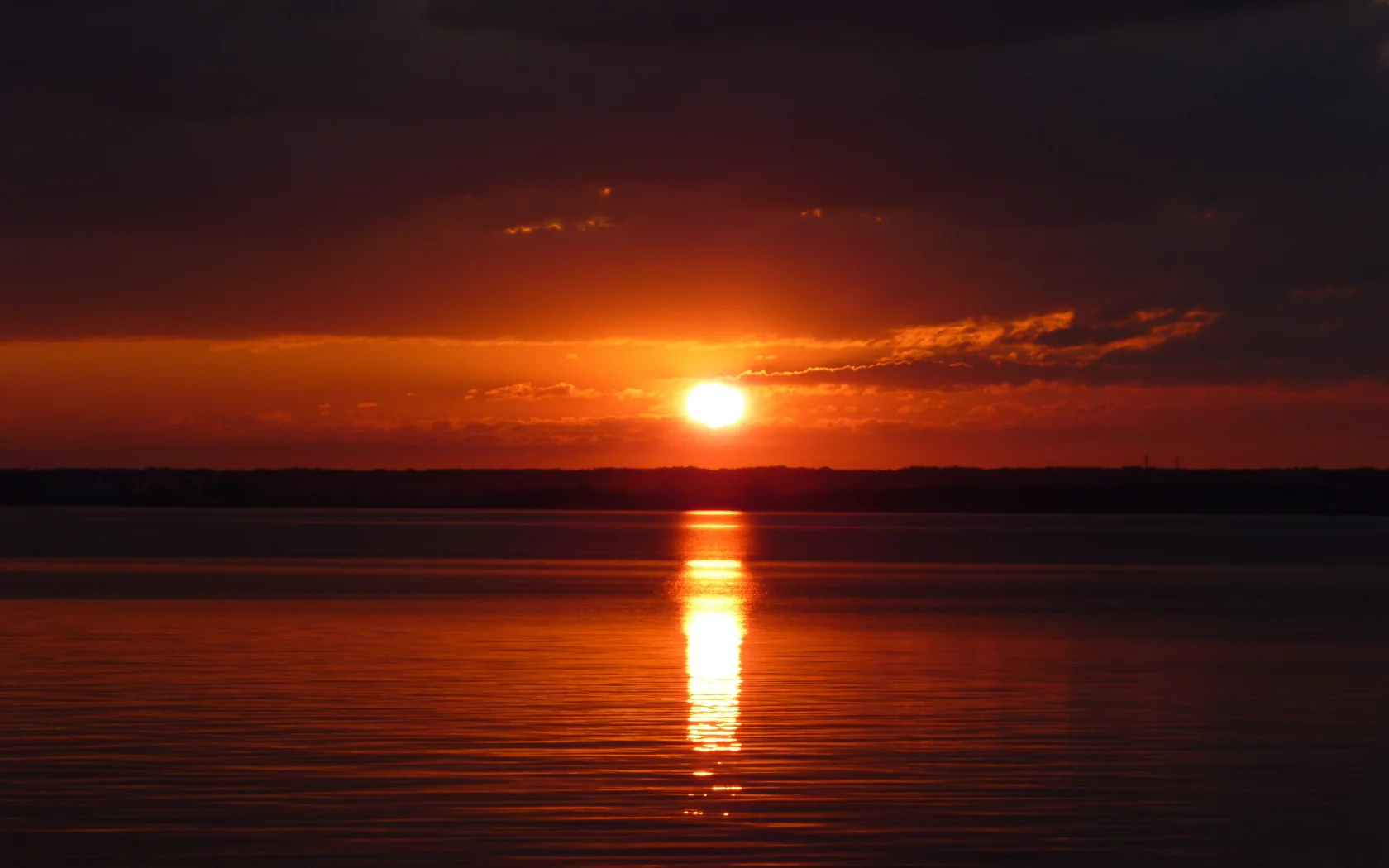 солнце, закат, река, вода
