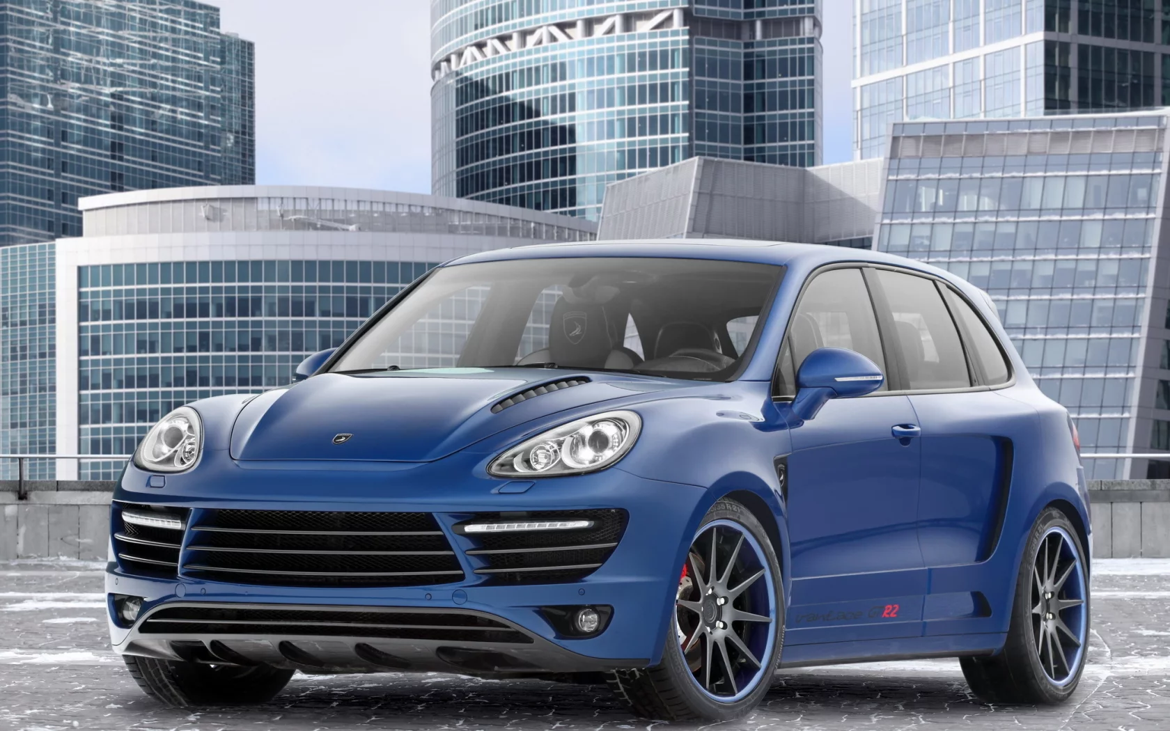 порше, кайен, tuning, небоскрёбы, gtr, topcar, тюнинг, синий, cayenne, vantage, porsche, каменные джунгли