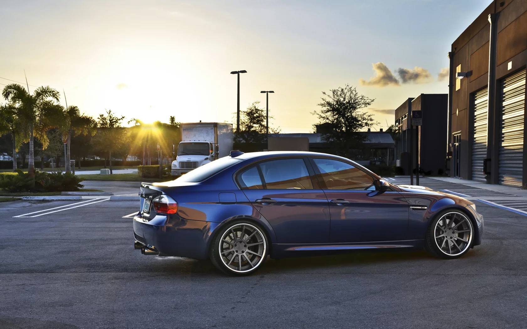 закат, небо, bmw m3 e90