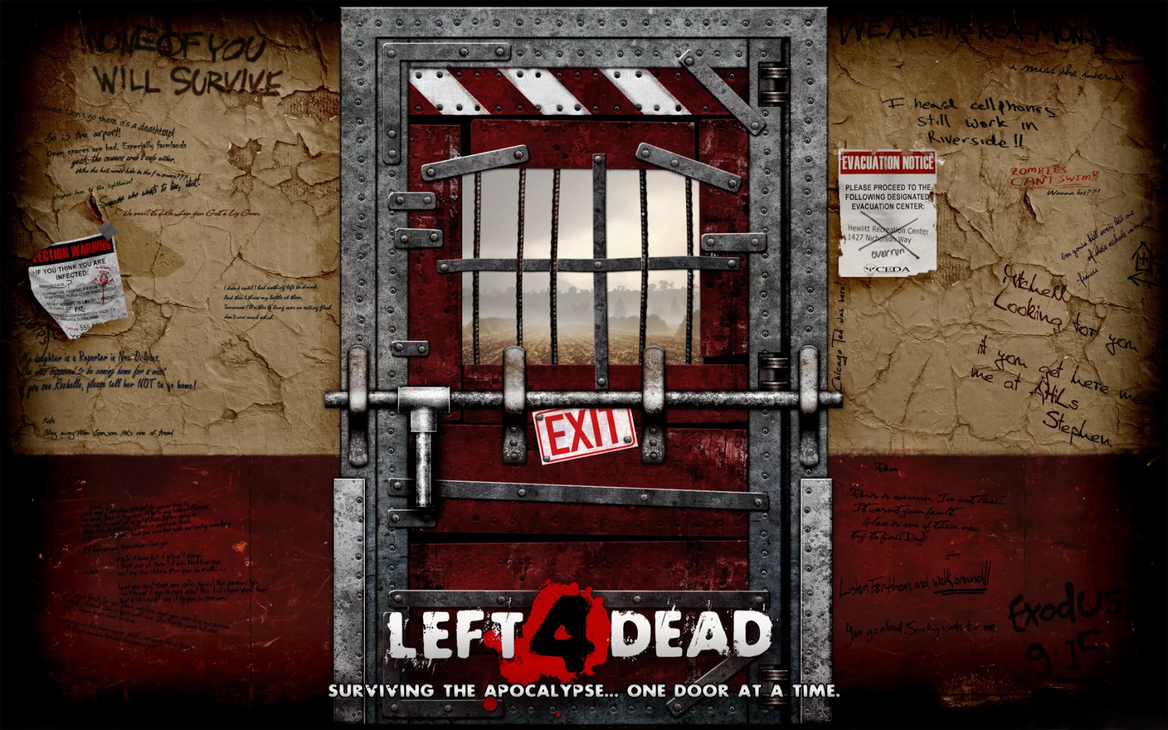 safe room, дверь, слоган, l4d, left 4 dead