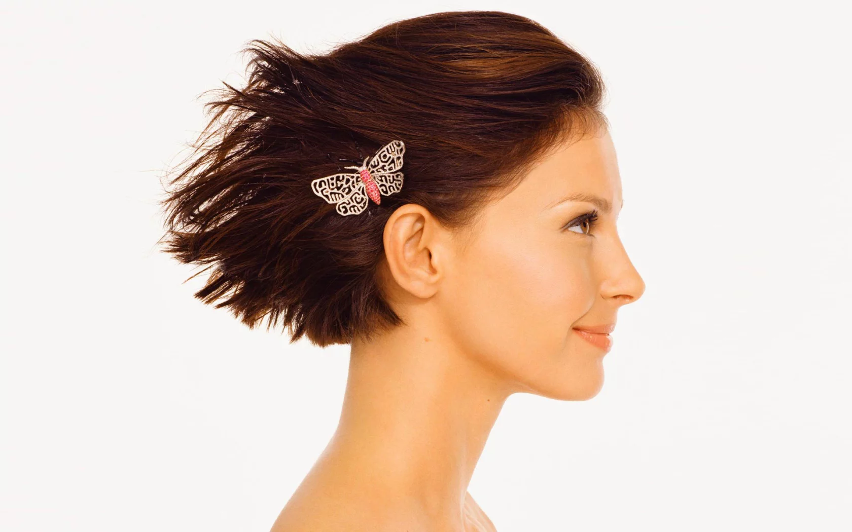 улыбка, ashley judd, заколка, волосы, красавица