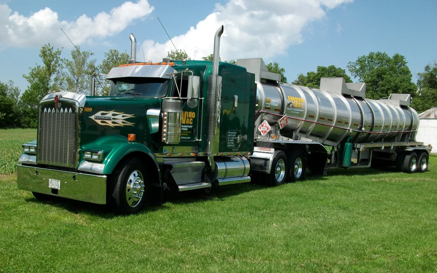 trucks, грузовик, kenworth, envirovac, зелёный, цистерна