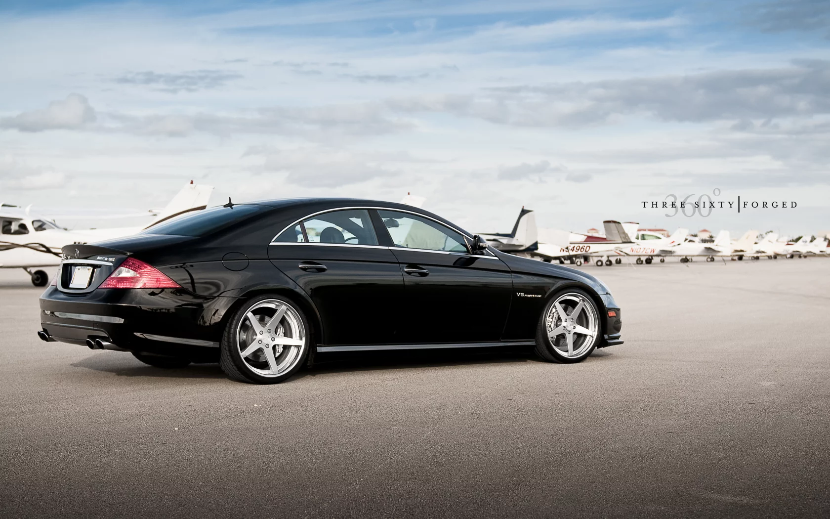 самолёты, mercedes-benz, c219, black, 360 three sixty forged, мерседес, amg, v8, задняя часть, cls-klasse, чёрный