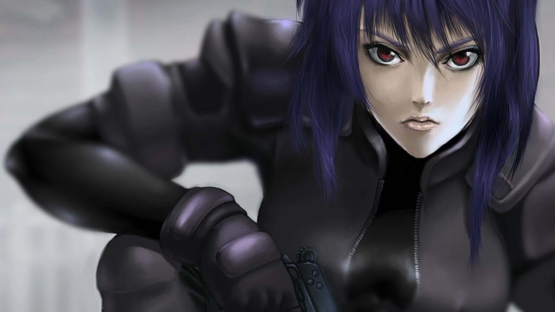 kusanagi motoko, пистолет, ghost in the shell, девушка, арт, оружие