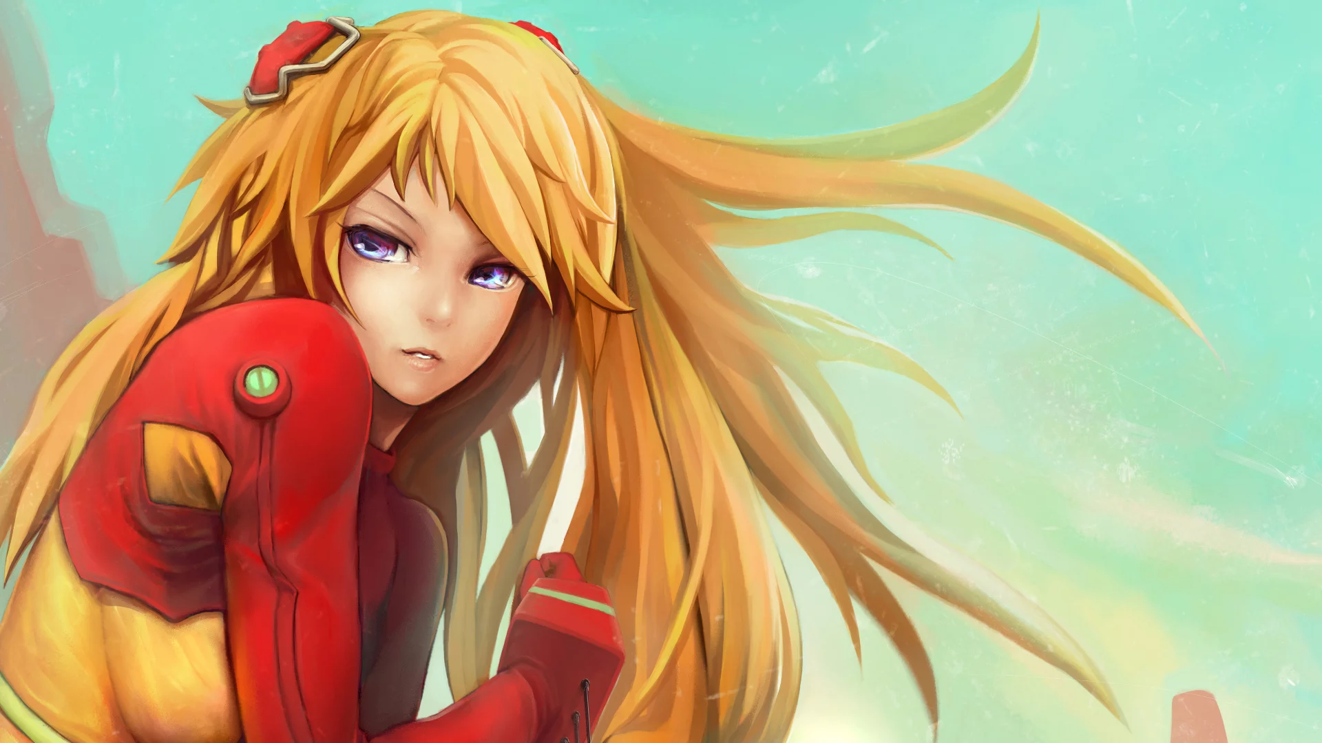волосы, neon genesis evangelion, soryu asuka langley, девушка, рисунок