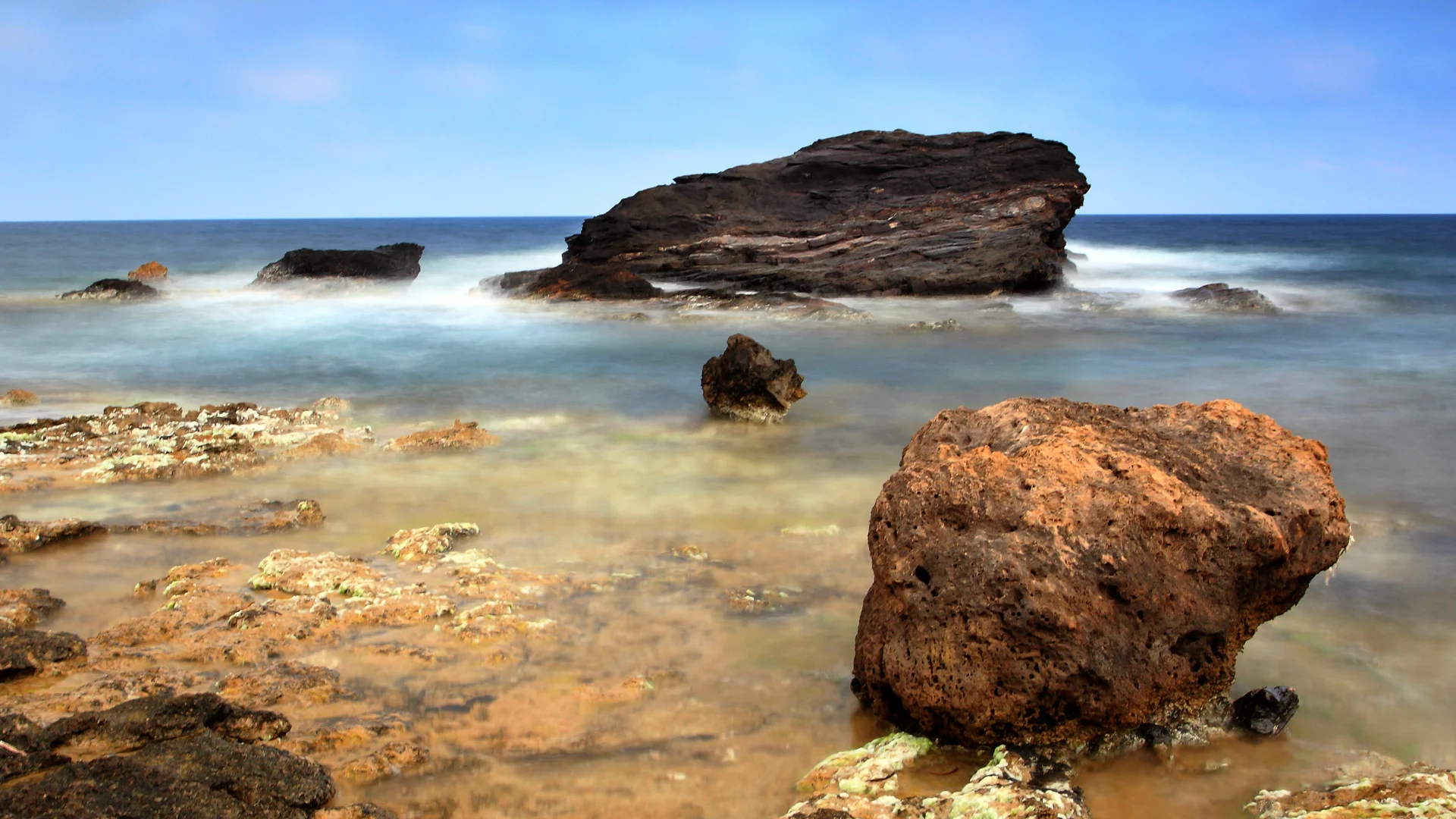 вода, море, дно, камни