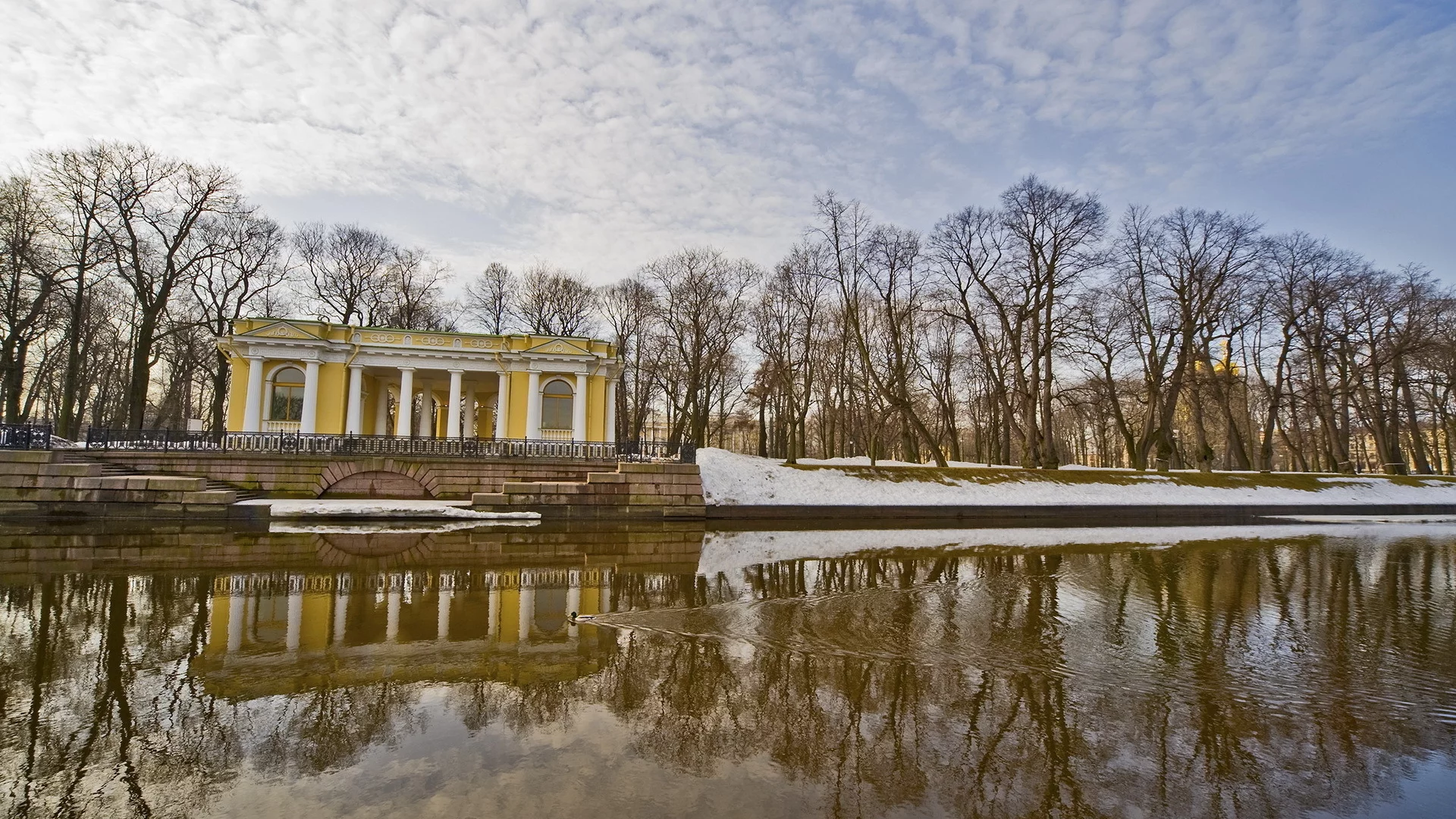 река, парк, небо