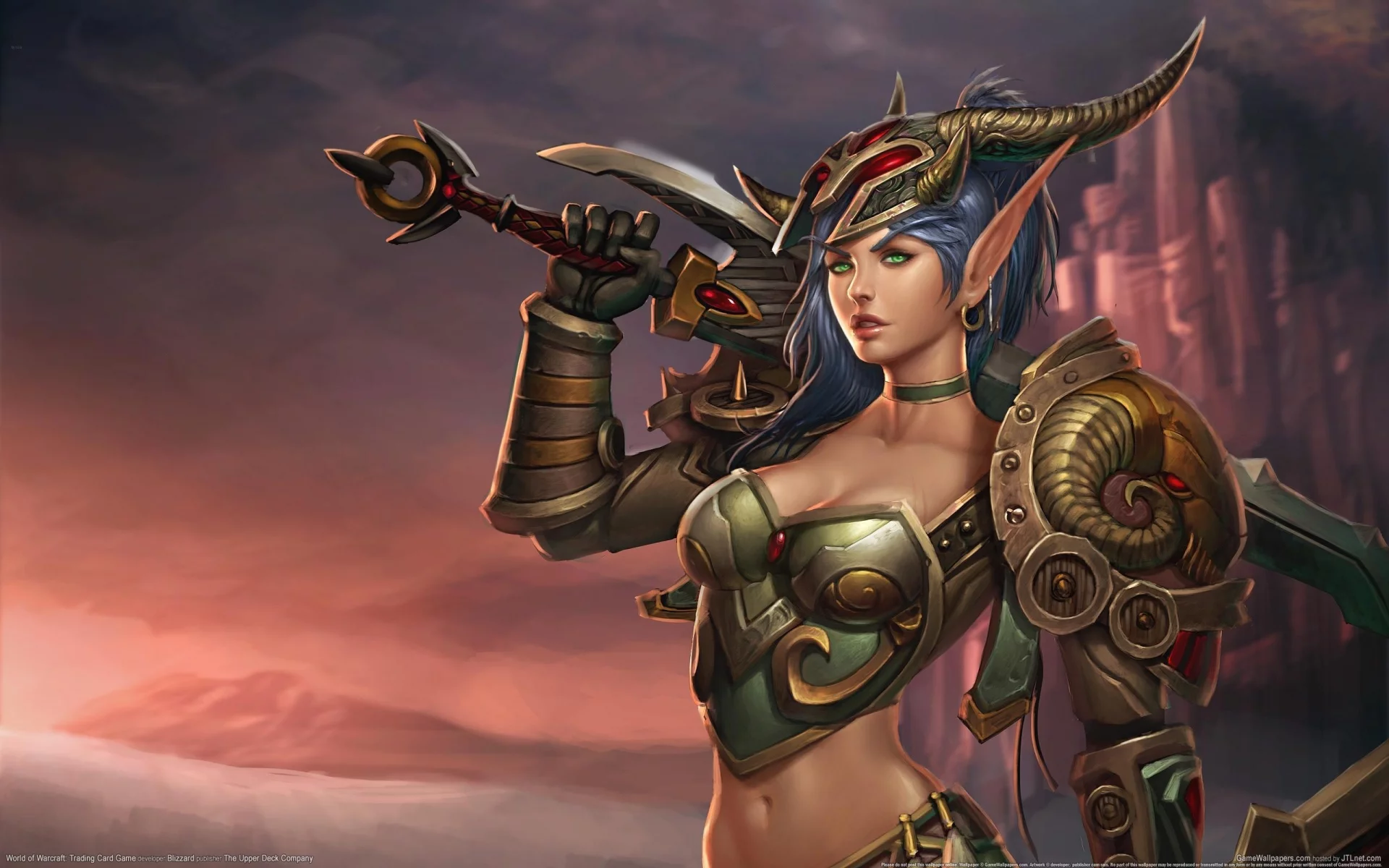 world of warcraft, trading card game, эльфийка