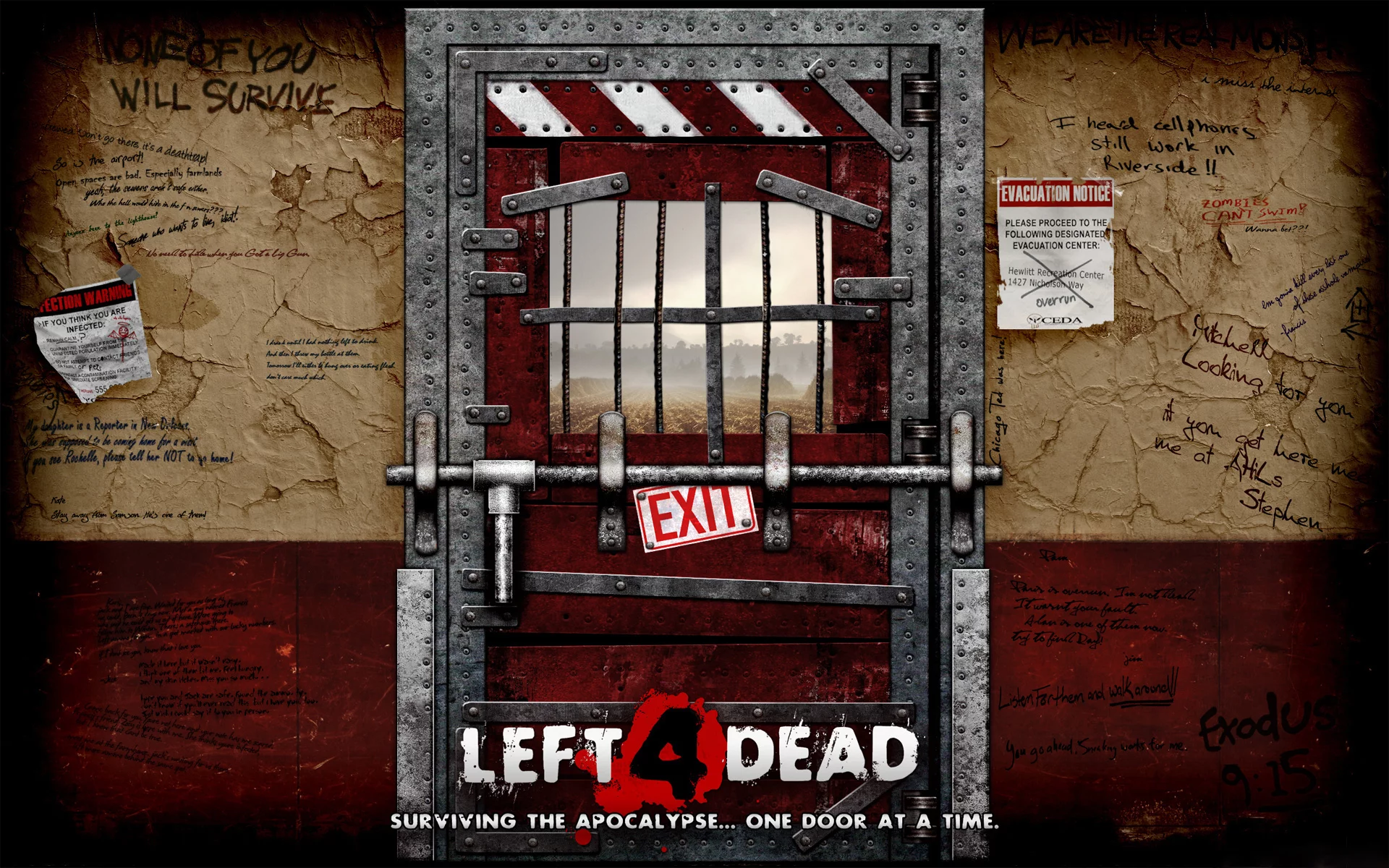 safe room, дверь, слоган, l4d, left 4 dead