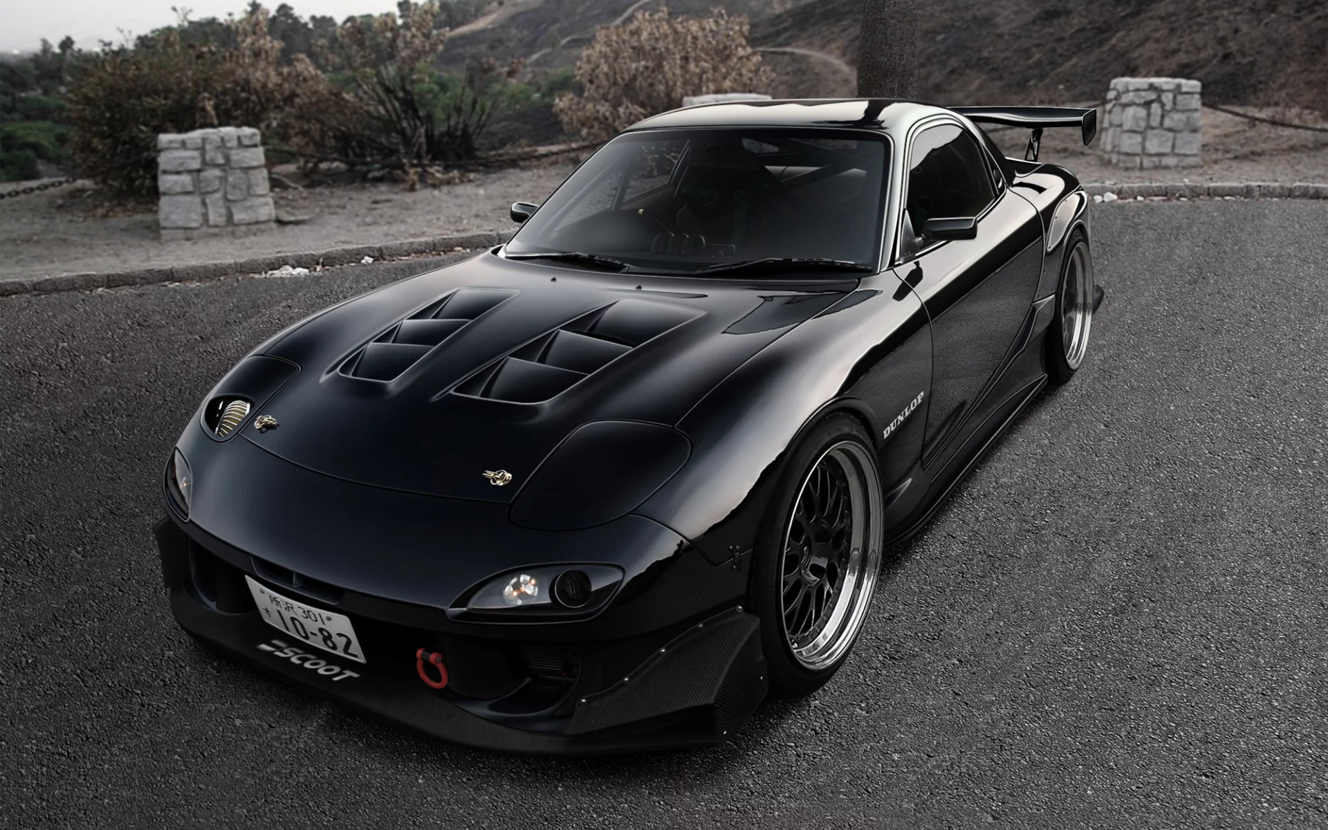 тюнинг, чёрная, рисованая, mazda, rx7