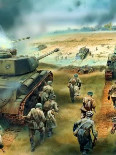 наступление, солдаты, танки, ис, красная армия, т-34-85