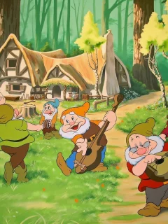 домик с гномами, мультфильм, белоснежка и семь гномов