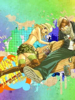 девушка, парень, fairy tail, аниме