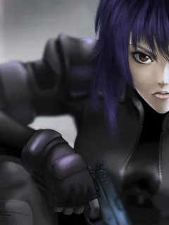 kusanagi motoko, пистолет, ghost in the shell, девушка, арт, оружие
