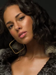 alicia keys, брюнетка, взгляд, губы, певица, лицо