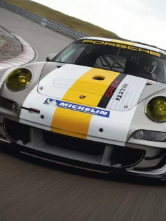 скорость, porsche, фары, трек, gt3